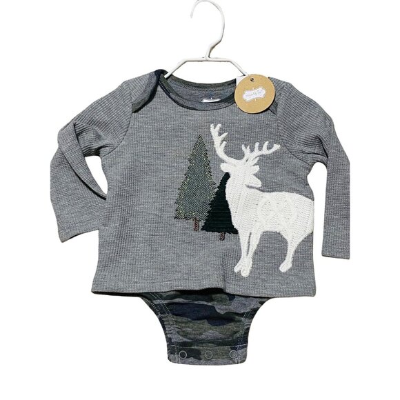 Mud Pie Camo bodysuit deer stag Christmas 3-6m NWT hunt cable knit camouflage - Picture 1 of 1